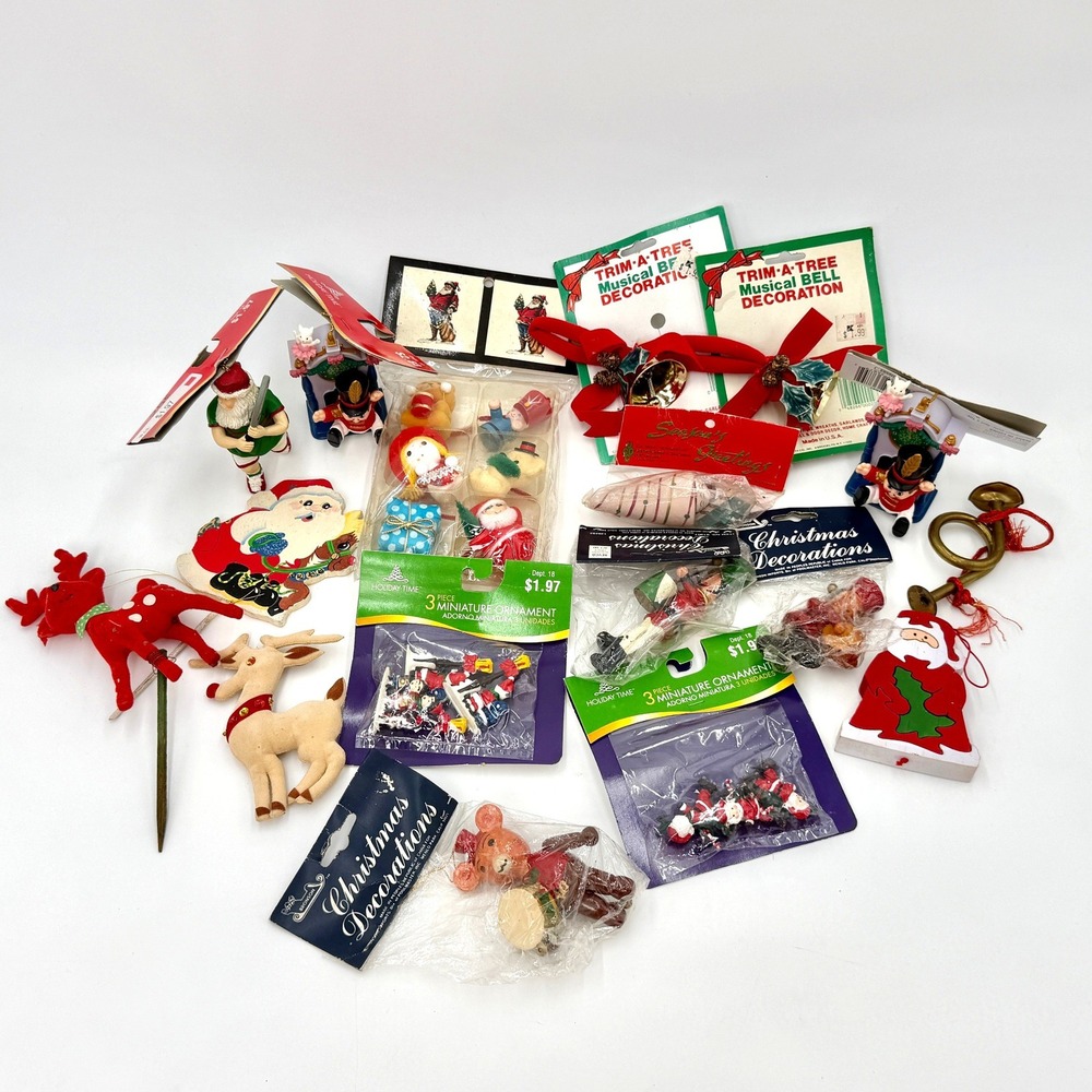 Vintage Christmas Ornament Lot Santa Nutcracker Reindeer Holiday‎ Time Bronson